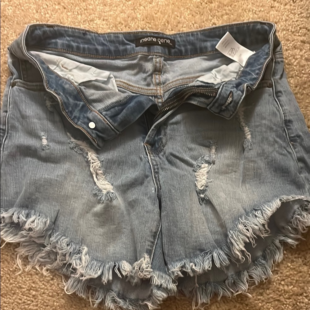 imogene + willie Blue Jean Shorts Distressed Frayed Hem